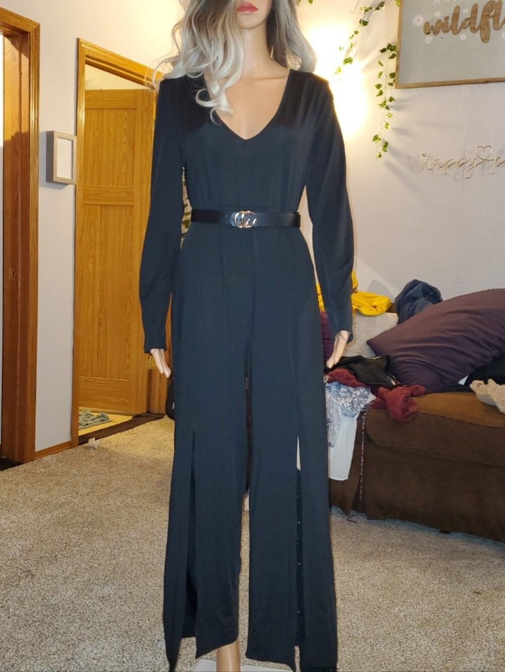 Elegant Black V-Neck Jumpsuit